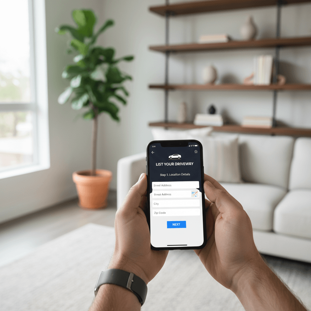 Homeowner creating a driveway listing on Driveway Heaven app