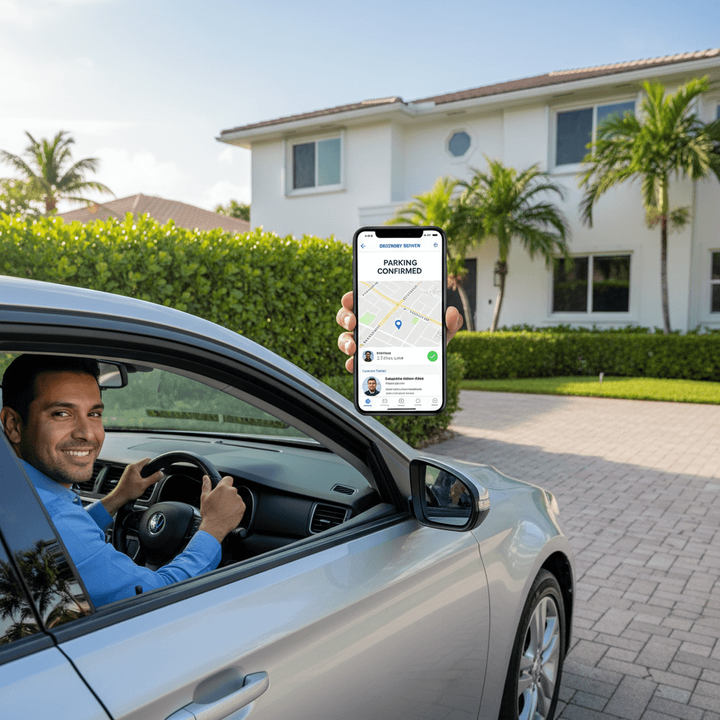 Verified driver parking in a residential driveway through Driveway Heaven