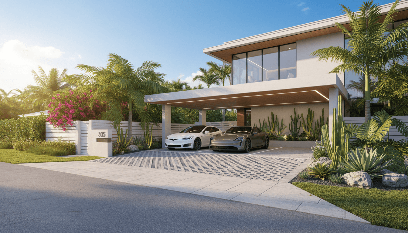 Clean residential driveway with open parking space available for rent